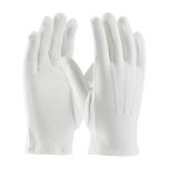 100% Cotton Dress Glove, Dotted Palm with Raised Stitching on Back - Open Cuff, White, L
