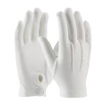 100% Cotton Dress Glove with Raised Stitching on Back - Snap Closure, White, L