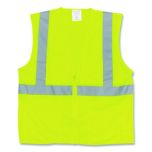 ANSI Class 2 Two-Pocket Zipper Mesh Safety Vest, Large, Hi-Viz Lime Yellow