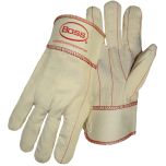 Cotton Corded Double Palm Glove with Nap-In Finish - Rubberized Safety Cuff, Natural