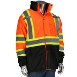 3-in-1 Class 3 Ripstop Two-Tone Jacket with Removable Grid Fleece Inner Jacket, Hi-Vis Orange, 3XL 333-1772-OR/3X