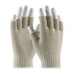 Medium Weight Seamless Knit Cotton/Polyester Glove - Natural with Half-Finger, Natural, L