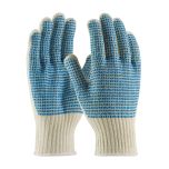 Heavy Weight Seamless Knit Cotton/Polyester Glove with PVC "V" Pattern Grip - Double-Sided, Natural, S