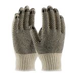 Heavy Weight Seamless Knit Cotton/Polyester Glove with PVC Dotted Grip - Double-Sided w/ Coated Fingertips, Natural, L