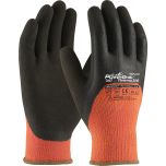Hi-Vis Seamless Knit Acrylic Terry Glove with Latex MicroFinish Grip on Palm, Fingers & Knuckles, Hi-Vis Orange, L
