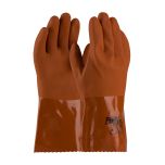 Cold Resistant PVC Glove with Seamless Liner and Rough Coating - 12", Brown, L