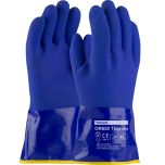 Cold Resistant PVC Glove with Detachable Acrylic Liner and Sandy Coating - Insulated & Waterproof, Blue, L