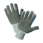 Heavy Weight Seamless Knit Cotton/Polyester Glove with PVC Dotted Grip - Double-Sided w/ Extended Thumb Crotch, Gray, L