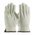 Economy Grade Top Grain Cowhide Leather Drivers Glove with Red Foam Lining - Straight Thumb, Natural, L