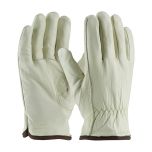 Economy Grade Top Grain Cowhide Leather Drivers Glove with Thermal Lining - Keystone Thumb, Natural, L