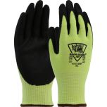 Hi-Vis Seamless Knit HPPE Blended Glove with Nitrile Coated Foam Grip on Palm & Fingers, Hi-Vis Green, 2XL