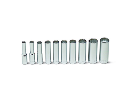10 Pieces—12 Pt. Deep Socket Set, 1/4" Drive Size, 10 Pieces 210
