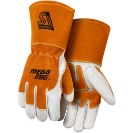 MegaMIG™ Premium Grain Cowhide With Split Cowhide Back, Reverse Grain Goatskin Reinforcements, MIG Welding Gloves, Cotton Lined, Long Cuff, Small