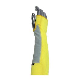 2-Ply Kevlar® Sleeve with Leather Patch, Yellow, 14 10-KS14TOLP