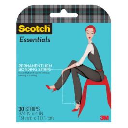 Scotch™ Essentials Permanent Hem Bonding Strips W-107-A, 3/4 in x 4 in (19 mm x 10,1 cm), 30 Strips/Pack