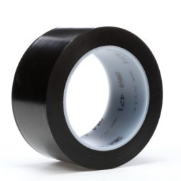 3M™ Vinyl Tape 471, Black, 2 in x 36 yd, 5.2 mil, 24 Roll/Case
