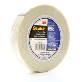 Scotch® Filament Tape 898, Clear, 24 mm x 330 m, 6.6 mil, 6 Roll/Case