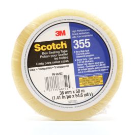 Scotch® Box Sealing Tape 355, Clear, 36mm x 50m, 48/Case, Individually Wrapped Conveniently Packaged