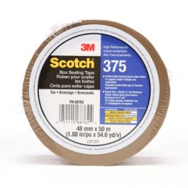 Scotch® Box Sealing Tape 375, Tan, 48 mm x 50 m, 36/Case, Individually Wrapped Conveniently Packaged
