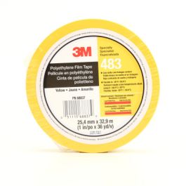 3M™ Polyethylene Tape 483, Yellow, 1 in x 36 yd, 5.0 mil, 36 Roll/Case, Individually Wrapped Conveniently Packaged