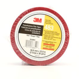 3M™ Polyethylene Tape 483, Red, 2 in x 36 yd, 5.0 mil, 24 Roll/Case, Individually Wrapped Conveniently Packaged