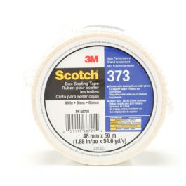Scotch® Box Sealing Tape 373, White, 48 mm x 50 m, 36/Case, Individually Wrapped Conveniently Packaged