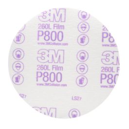 3M™ Hookit™ Finishing Film Abrasive Disc 260L, 00970, 6 in, P800, 100 discs per carton, 4 cartons per case
