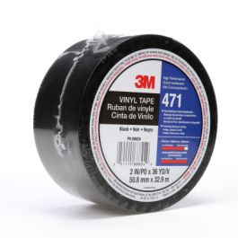 3M™ Vinyl Tape 471, Black, 2 in x 36 yd, 5.2 mil, 5.2 mil, 24 Roll/Case, Individually Wrapped Conveniently Packaged