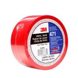 3M™ Vinyl Tape 471, Red, 2 in x 36 yd, 5.2 mil, 24 Roll/Case, Individually Wrapped Conveniently Packaged