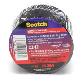 3M™ Linerless Electrical Rubber Tape 2242, 1-1/2 in x 15 ft, 1 in core, Black, 1 roll/carton, 12 rolls/case