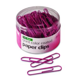 Pink Coated Paper Clips, Breast Cancer Awareness, Giant, PET-Coated, Pink, 80/Pack