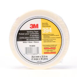 3M™ Vent Tape 394, White, 1 in x 36 yd, 4 mil, 36 Roll/Case, Individually Wrapped Conveniently Packaged