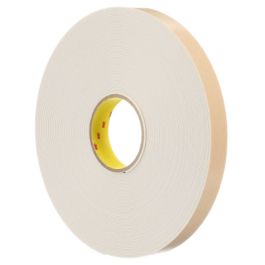 3M™ Double Coated Polyethylene Foam Tape 4496W, White, 1 1/2 in x 36 yd, 62 mil, 6 Roll/Case