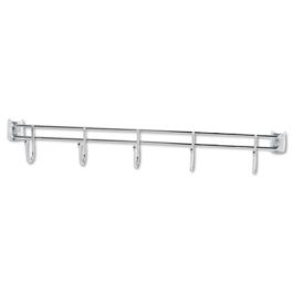 Hook Bars For Wire Shelving, Five Hooks, 24" Deep, Silver, 2 Bars/Pack