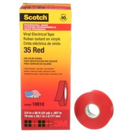 Scotch® Vinyl Color Coding Electrical Tape 35, 3/4 in x 66 ft, Red, 10 rolls/carton, 100 rolls/Case