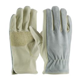Leather Drivers Style Glove with Anti-Vibration & Shock Absorbing Pad - Open Cuff, Beige, 2XL 122-169/XXL