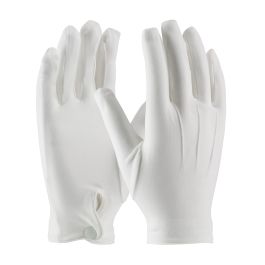 100% Stretch Nylon Dress Glove with Raised Stitching on Back - Snap Closure, White, LADIES 130-650WL