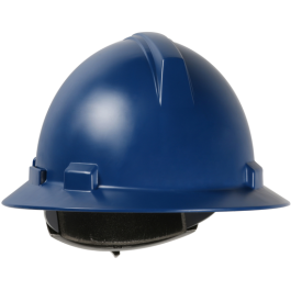 Full Brim Hard Hat with Polycarbonate / ABS Shell, 4-Point Textile Suspension and Wheel Ratchet Adjustment, Steel Blue, OS 280-HP1041R-71