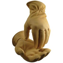 Gold Goat Grain Unlined Drivers Gloves, Beige, L 1340-5