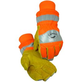 Cowhide Leather Palm Glove with Hi-Vis Back - Heatrac® Insulation, Hi-Vis Orange, L 1353-5