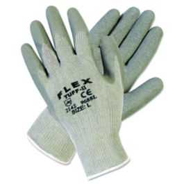 FlexTuff Latex Dipped Gloves, Gray, Large, 12 Pairs