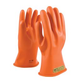 Class 00 Rubber Insulating Glove with Straight Cuff - 11", Orange, 10 147-00-11/10