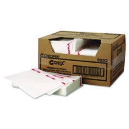 Food Service Towels, Cotton, 13 x 21, White/Red, 150/Carton