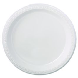 Heavyweight Plastic Plates, 9" dia, White, 125/Pack, 4 Packs/Carton