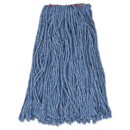 Cotton/Synthetic Cut-End Blend Mop Head, 16 oz, 1" Band, Blue, 12/Carton