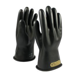 Class 00 Rubber Insulating Glove with Straight Cuff - 11", Black, 10 150-00-11/10