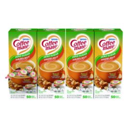 Liquid Coffee Creamer, Zero Sugar Hazelnut, 0.38 oz Mini Cups, 50/Box, 4 Boxes/Carton