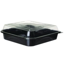 100% Recycled Content 9" Premium Take Out Containers, 42 oz, 9 x 8.8 x 1.6, Black/Clear, Plastic, 50/Pack, 3 Packs/Carton