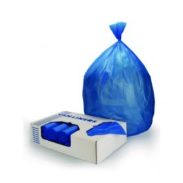 High-Density Waste Can Liners, 23 gal, 14 mic, 30" x 43", Blue, 25 Bags/Roll, 10 Rolls/Carton