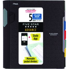Advance Wirebound Notebook, 5-Subject, Medium/College Rule, Randomly Assorted Cover Color, (200) 11 x 8.5 Sheets
